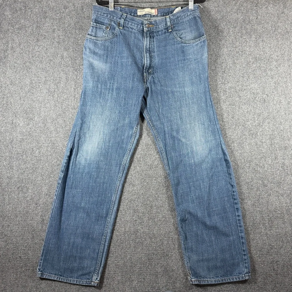 Levis 569 Loose Straight Leg Jeans Blue Denim Medium Wash Mens 38x34 **Read